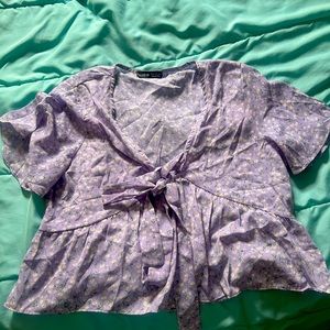 Purple Flower Crop Top